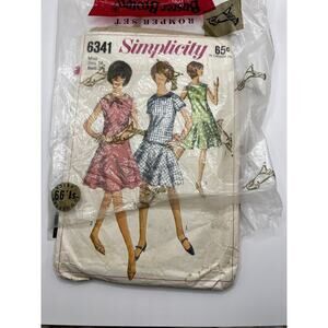 Vintage 1960s 1965 Sewing Pattern Girls Women’s Dress Simplicity 6341